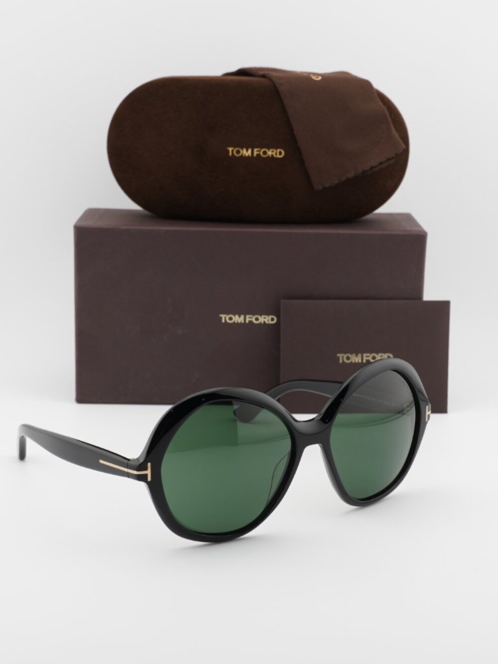 Tom Ford Annabelle-02 FT1282 01N Round Sunglasses - Black / Green